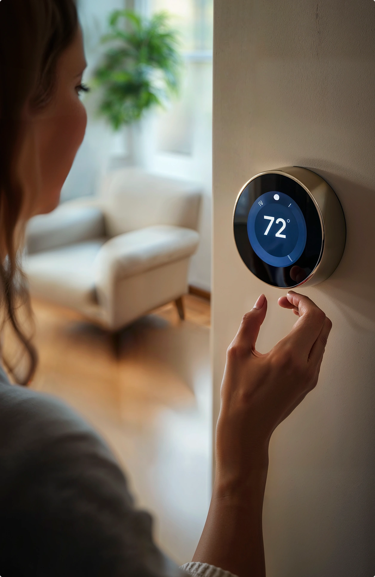 Veteran Air Technician Programming Smart Thermostat In Sarasota Home