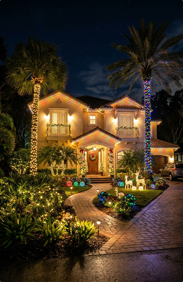 Veteran Air Christmas Holiday Lighting Display On Sarasota Florida Home
