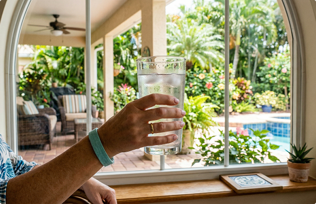 Homeowner Enjoying Clean Filtered Water At Sarasota Florida Home