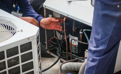 Veteran Air Technicians Repairing AC Condenser Unit In Sarasota Florida