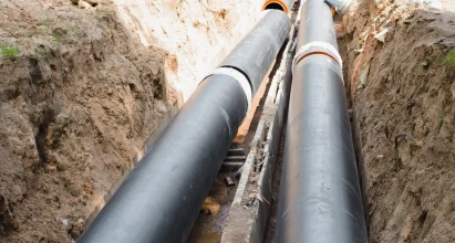 Underground Water Main Pipe Trench Installation At Sarasota Florida