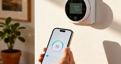 Veteran Air Technician Installing AC Thermostat On Sarasota Home Exterior
