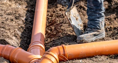 Underground Sewer Pipe Installation And Excavation At Sarasota Florida